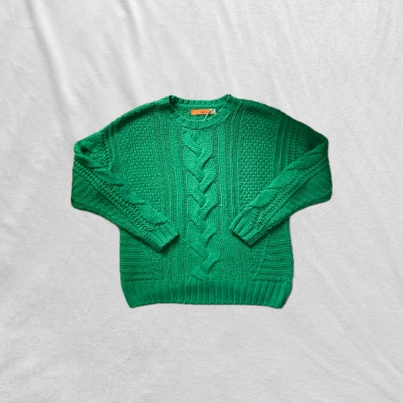 kelly green cable knit sweater - Picture 1 of 8